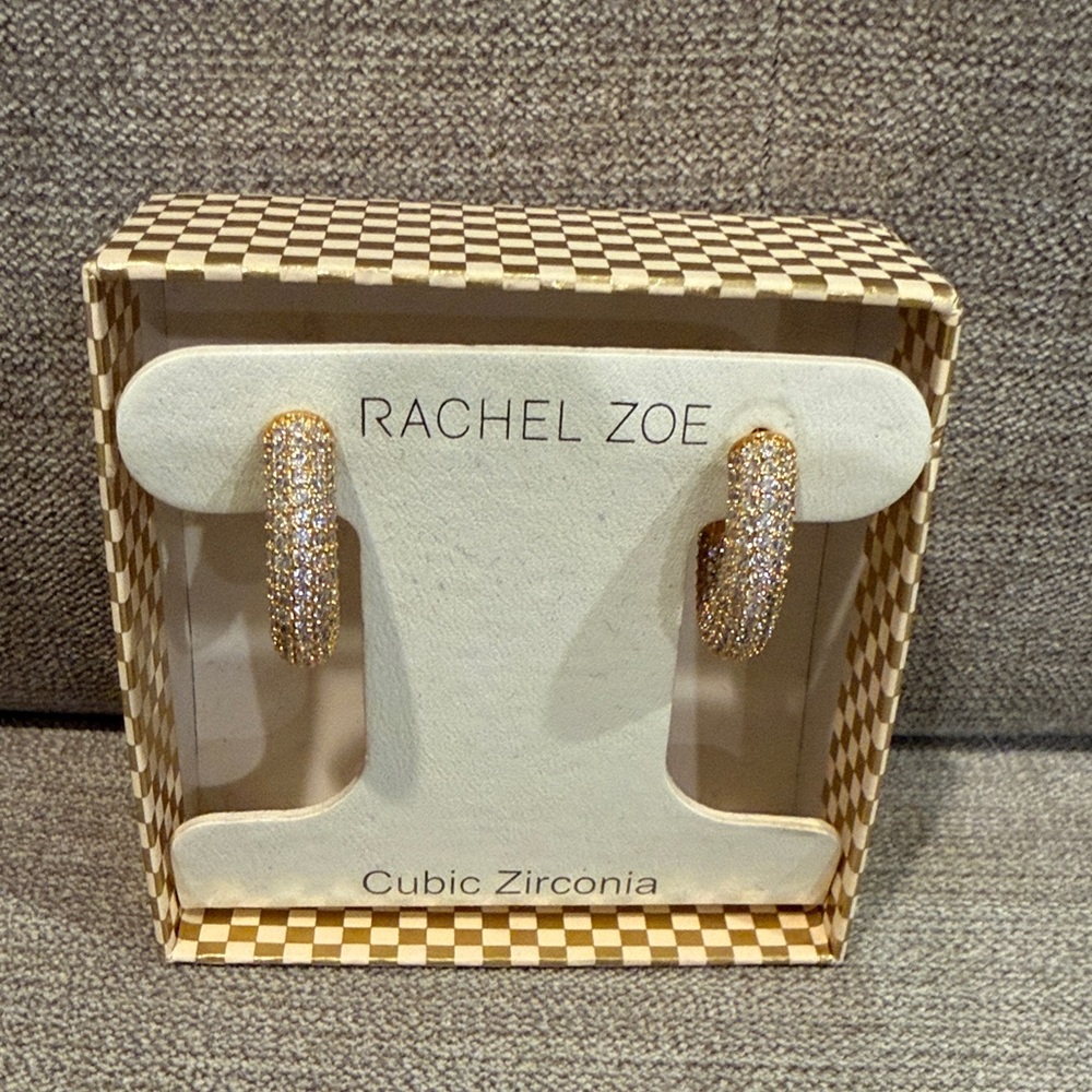Rachel Zoe Sparkling Gold Hoop Earrings